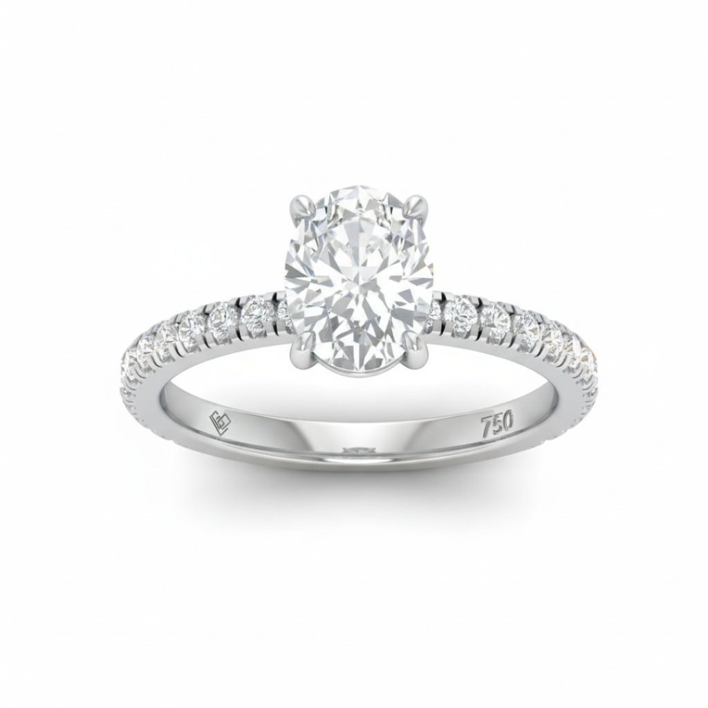 Oval Diamond Band Engagement Ring AAC00075