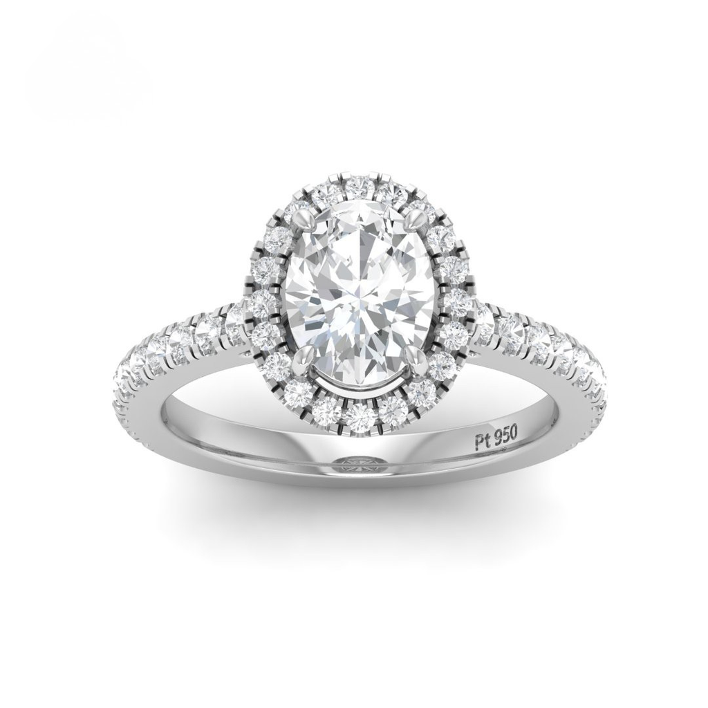 Oval Diamond Halo & Band Engagement Ring  AAC00047