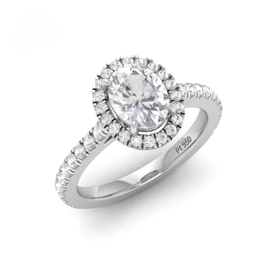Oval Diamond Halo & Band Engagement Ring  AAC00047