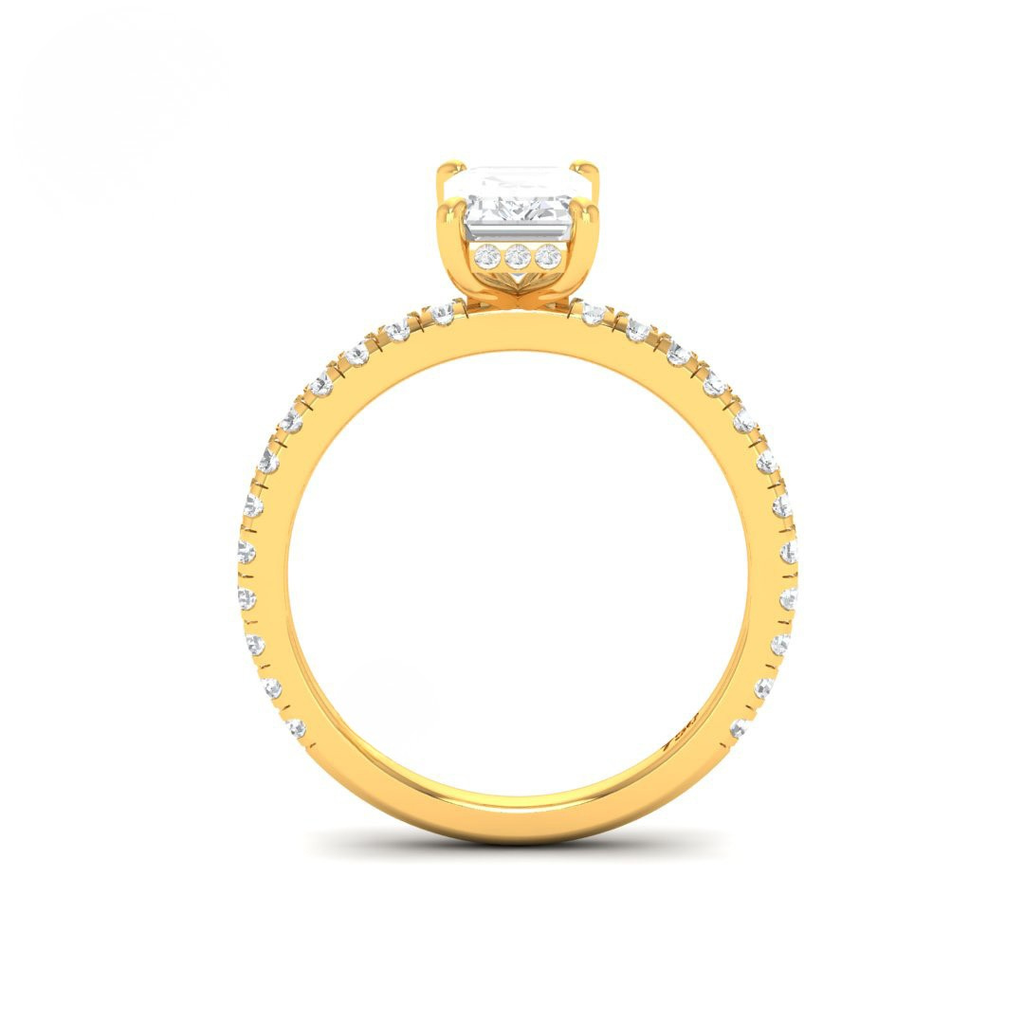  Emerald Diamond Hidden Halo and Diamond Band Engagement Ring  AAC00073