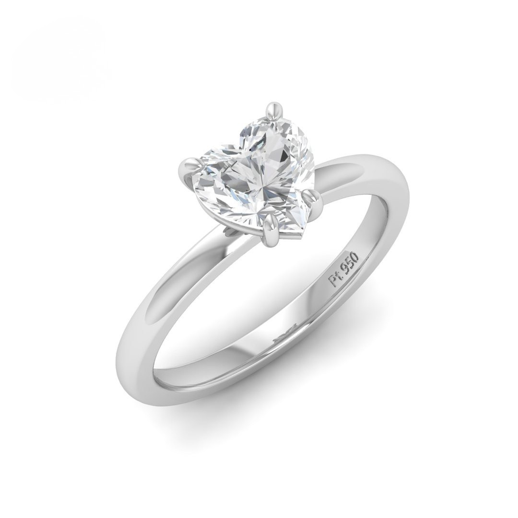 Heart Diamond Plain Band Engagement Ring  AAC00098