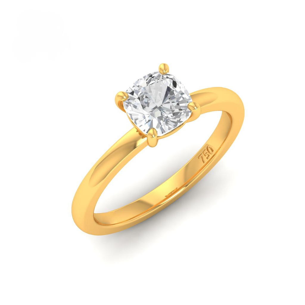 Cushion Diamond Plain Band Engagement Ring  AAC00051
