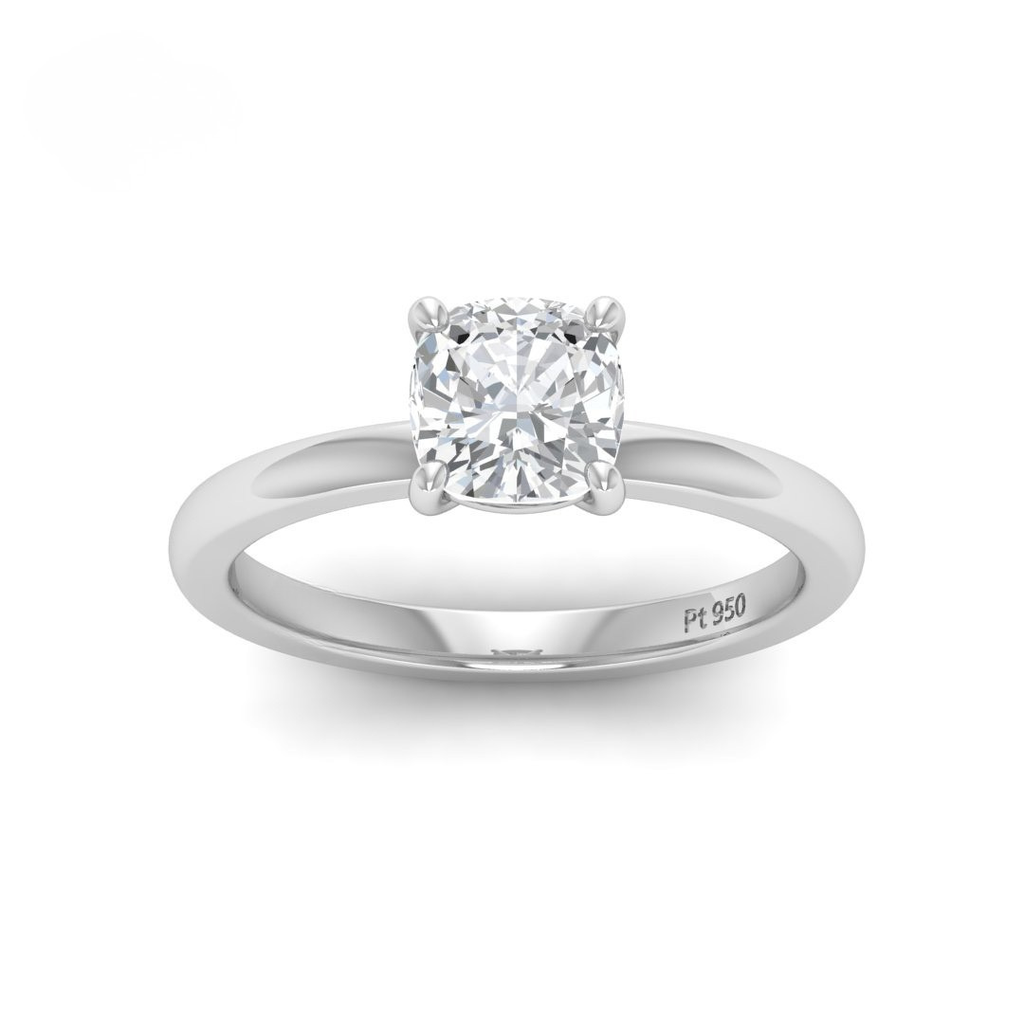 Cushion Diamond Plain Band Engagement Ring  AAC00051
