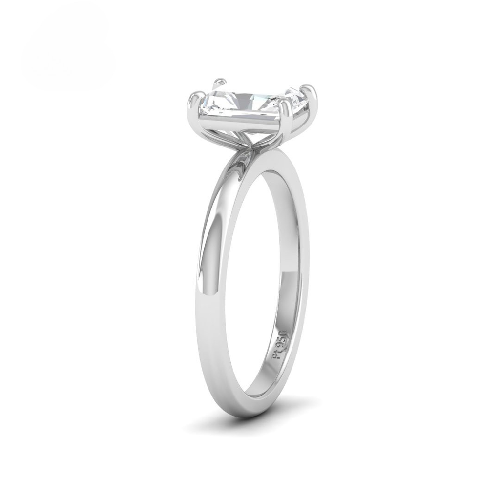 Radiant Diamond Plain Band Engagement Ring AAC00090