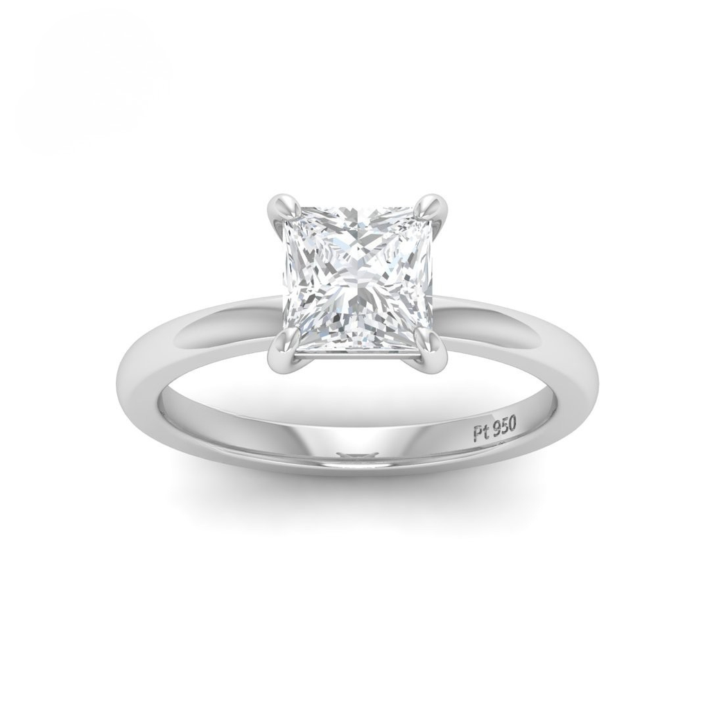 Princess Diamond Plain Band Engagement Ring  AAC00054