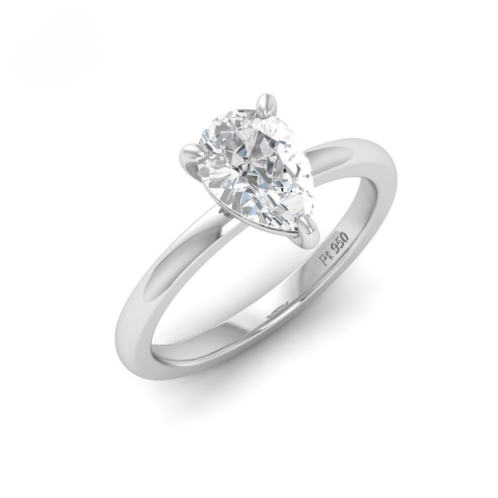 Pear Diamond Plain Band Engagement Ring AAC00099