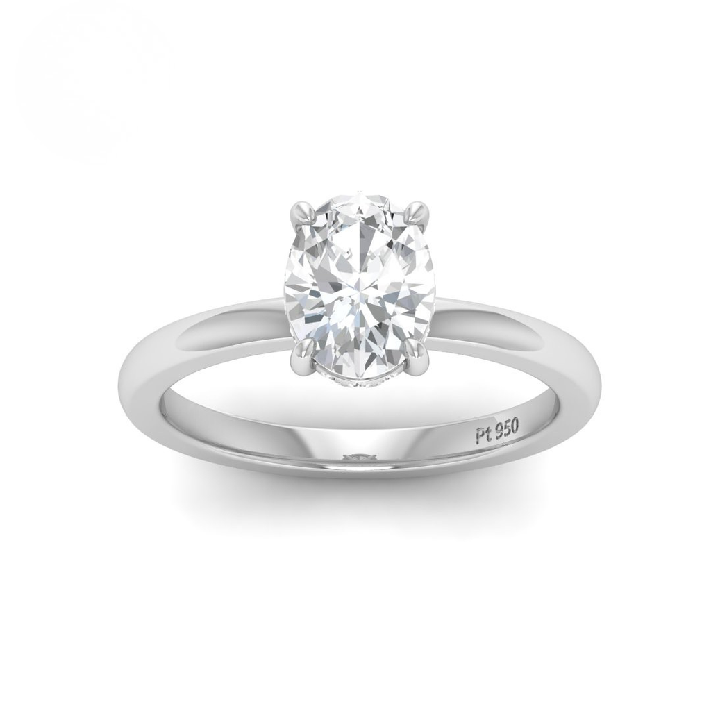 Oval Cut Diamond With Hidden Halo Engagement Ring  