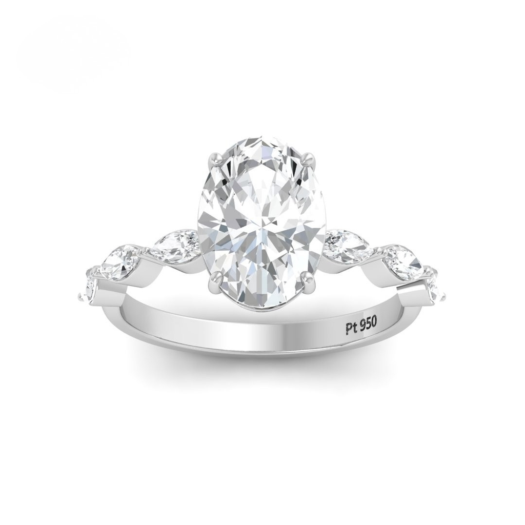 Oval Hidden Halo & Marquise Band Ring (Mounts) AAC00065