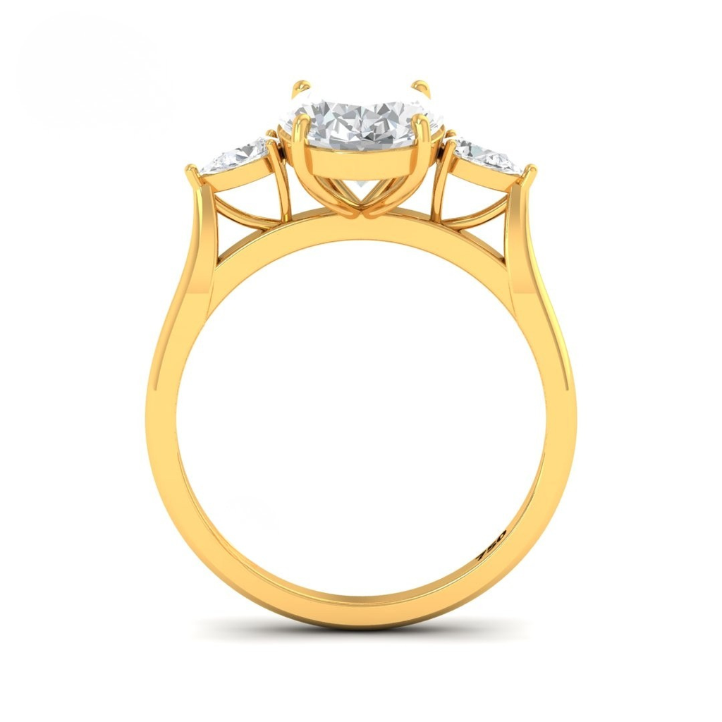 Trilogy engagement ring with oval centre diamond and pear diamond sides (Mounts) AAC00097