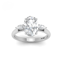 Trilogy engagement ring with oval centre diamond and pear diamond sides (Mounts) AAC00097