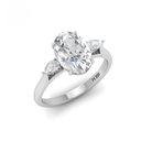 Trilogy engagement ring with oval centre diamond and pear diamond sides (Mounts) AAC00097