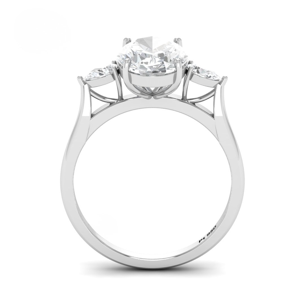 Trilogy engagement ring with oval centre diamond and pear diamond sides (Mounts) AAC00097