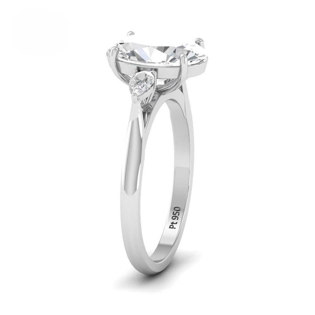 Trilogy engagement ring with oval centre diamond and pear diamond sides (Mounts) AAC00097