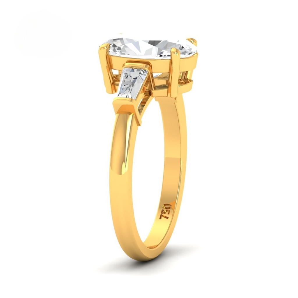 Oval Cut Diamond Engagement Ring With Tapering Baguettes Cut Side Diamond AAC00125