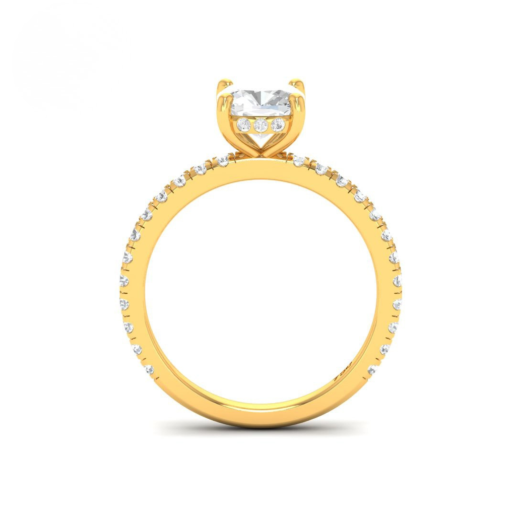 Cushion Diamond Hidden Halo and Diamond Band Engagement Ring AAC00028