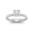  Cushion Diamond Hidden Halo and Diamond Band Engagement Ring AAC00028