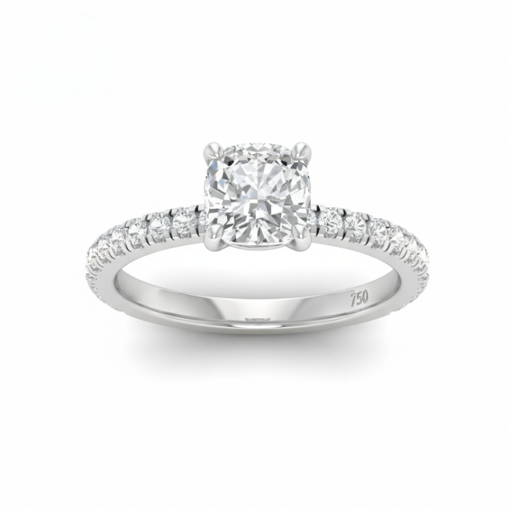Cushion Diamond Band Engagement Ring AAC00072