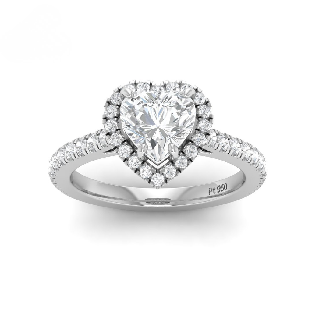 Heart Diamond Halo Engagement Ring   AAC00021