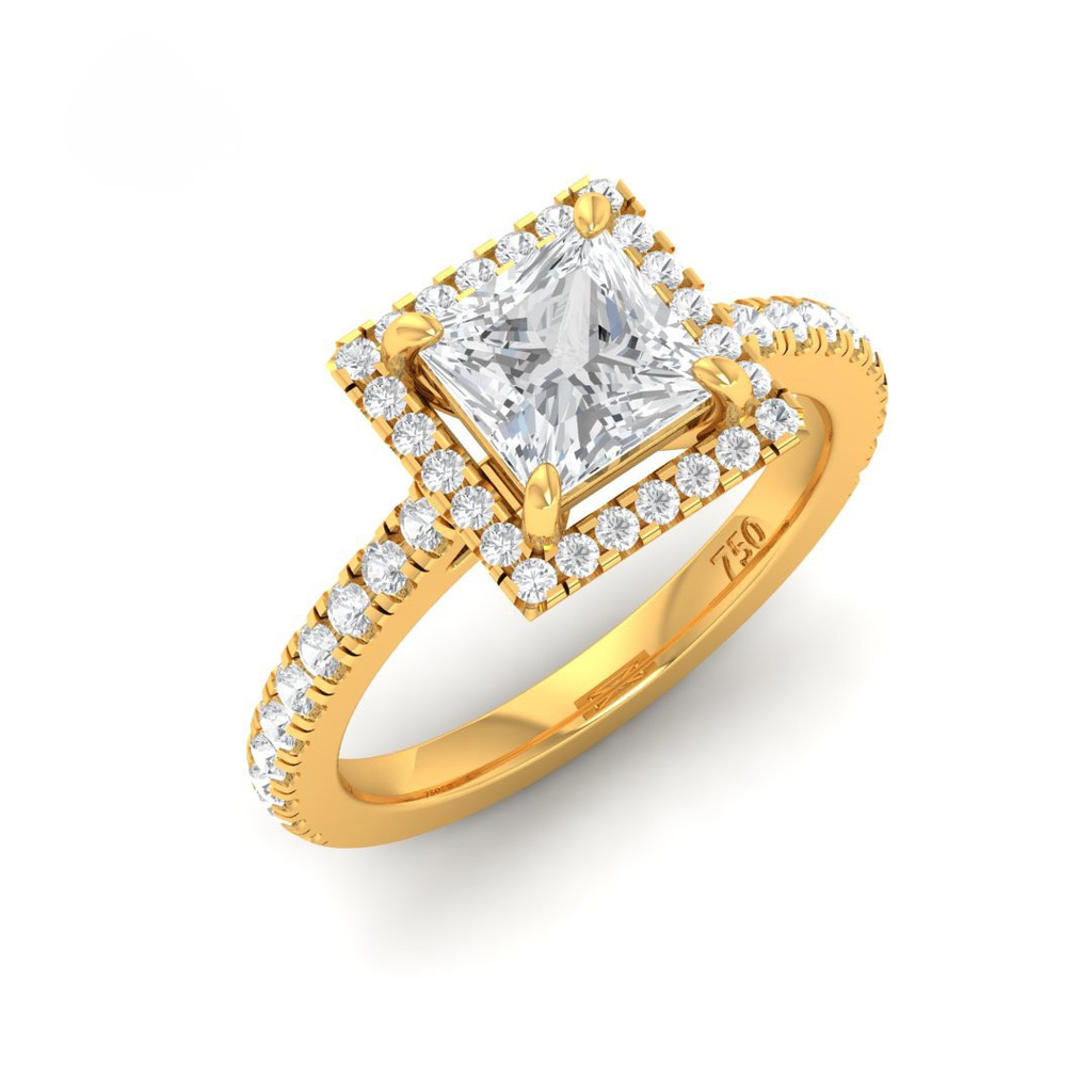 Princess Diamond Halo Engagement Ring   AAC00061