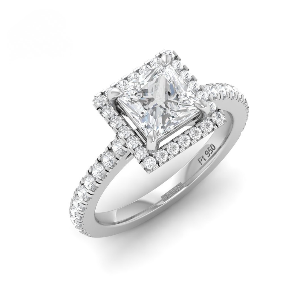 Princess Diamond Halo Engagement Ring   AAC00061