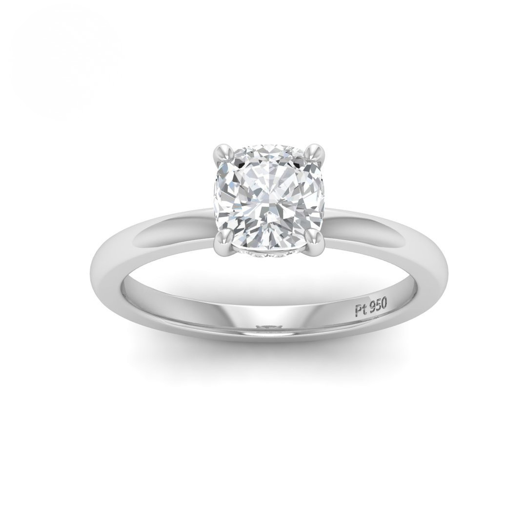 Cushion Diamond Hidden Halo Engagement Ring AAC00117