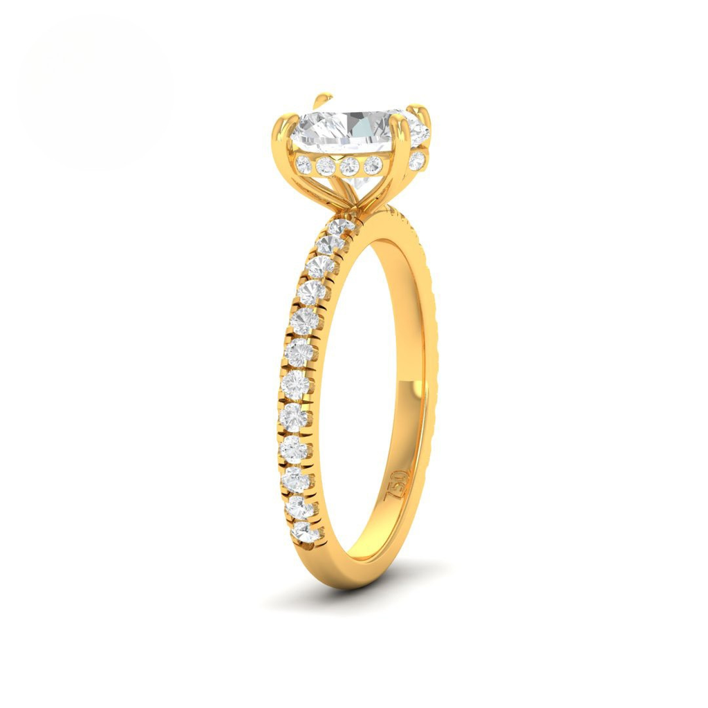 Heart Diamond Hidden Halo and Diamond Band Engagement Ring  AAC00066