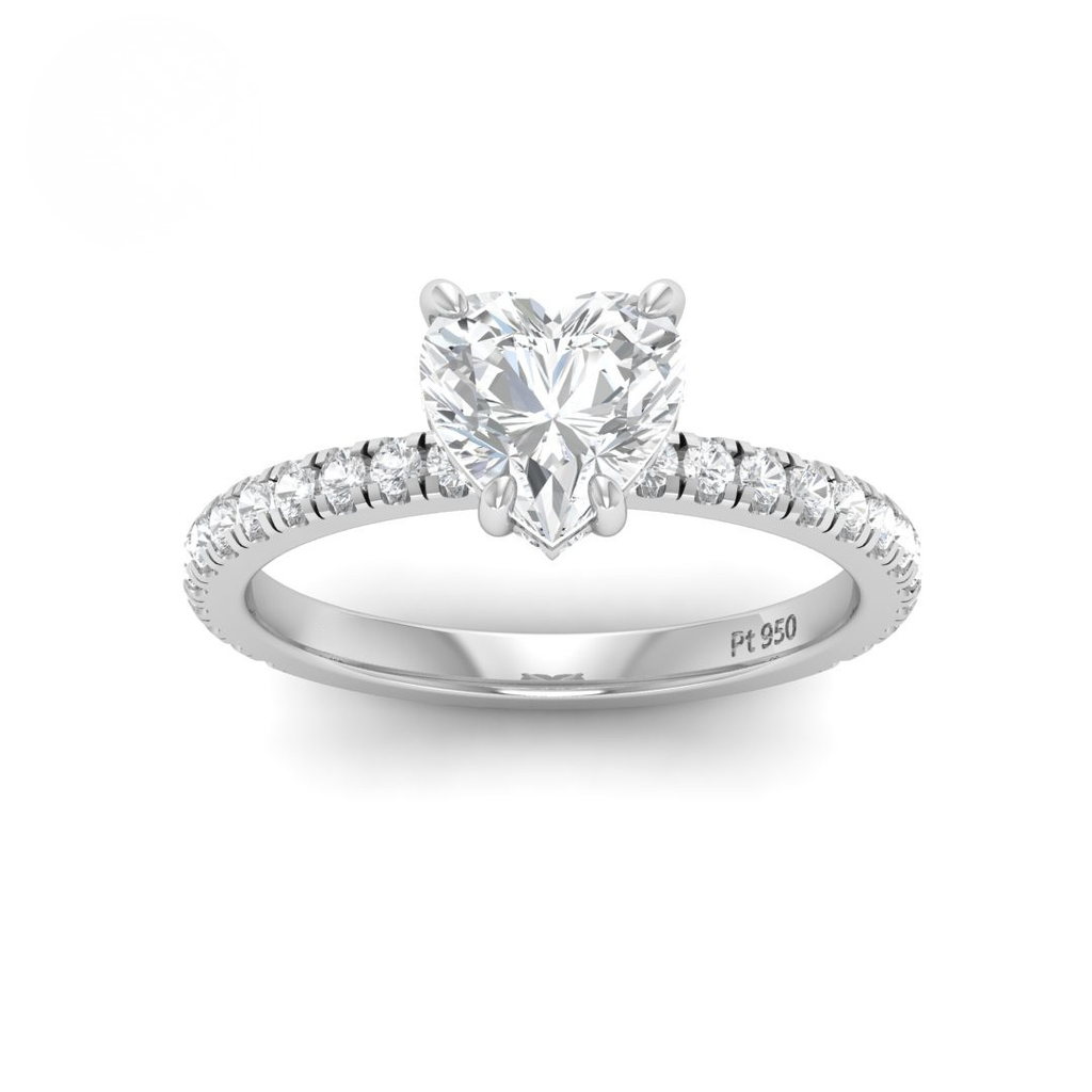 Heart Diamond Hidden Halo and Diamond Band Engagement Ring  AAC00066