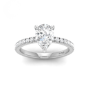 Pear Diamond Hidden Halo and Diamond Band Engagement Ring AAC00120