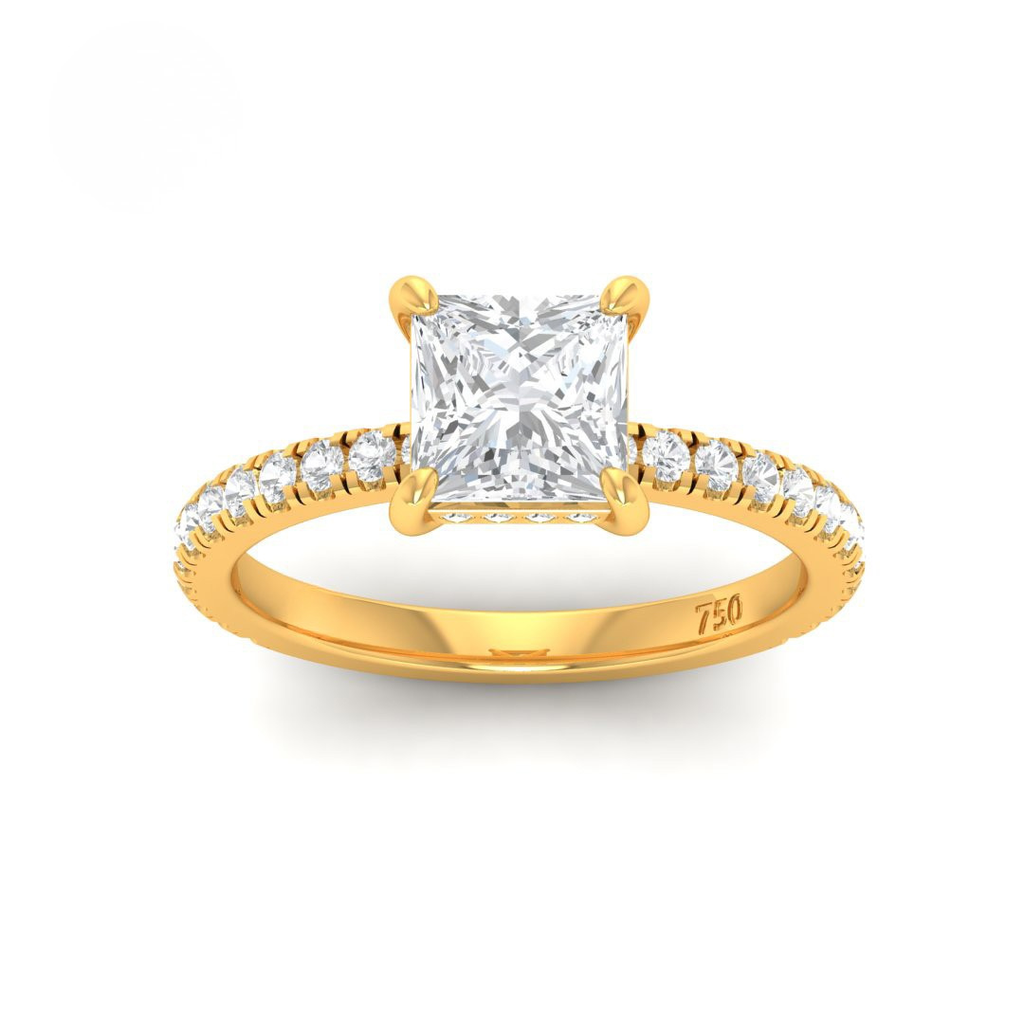 Princess Diamond Hidden Halo and Diamond Band Engagement Ring AAC00041