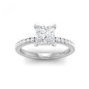 Princess Diamond Hidden Halo and Diamond Band Engagement Ring AAC00041