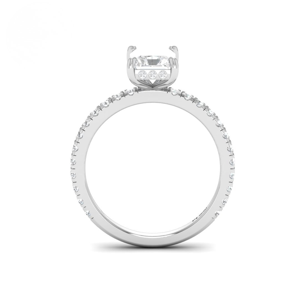 Radiant Diamond Hidden Halo and Diamond Band Engagement Ring AAC00048
