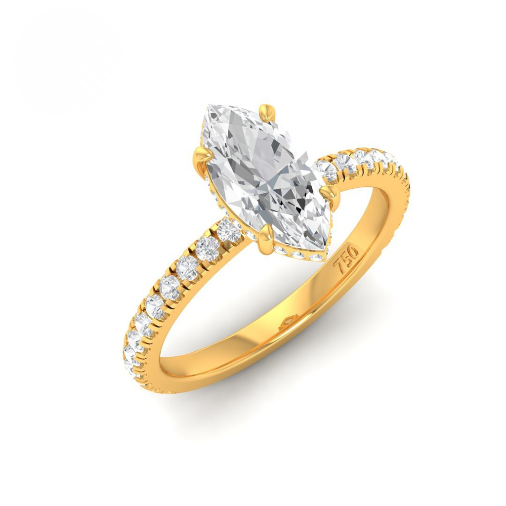  Marquise Diamond Hidden Halo and Diamond Band Engagement Ring AAC00069