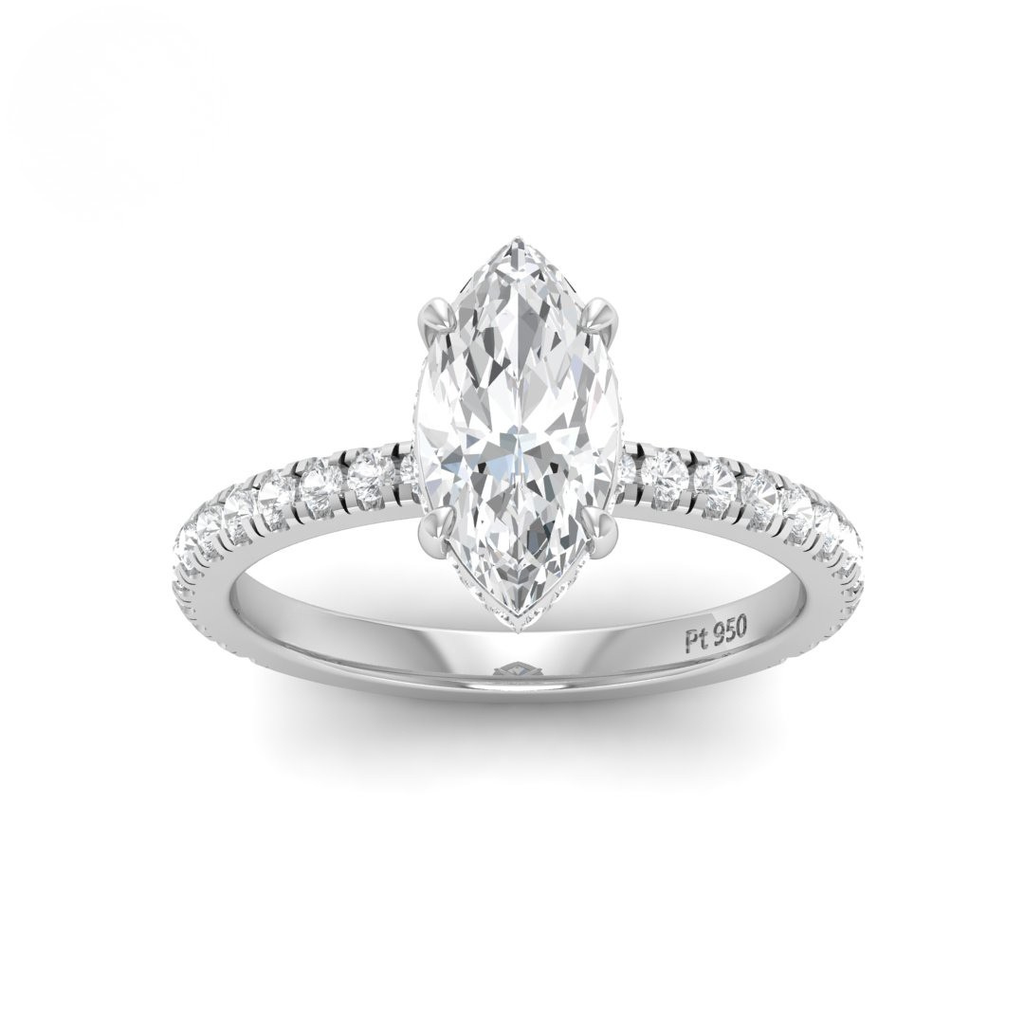  Marquise Diamond Hidden Halo and Diamond Band Engagement Ring AAC00069