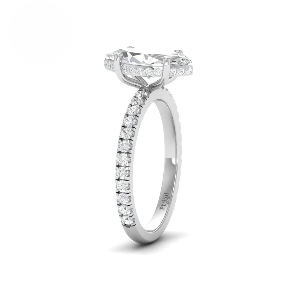  Marquise Diamond Hidden Halo and Diamond Band Engagement Ring AAC00069