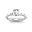 Round Diamond Hidden Halo and Diamond Band Engagement Ring AAC00078