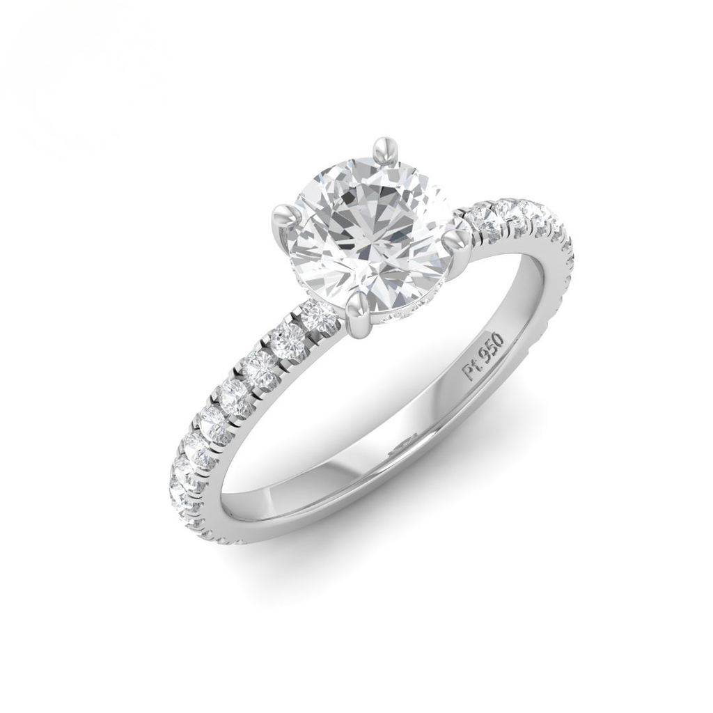 Round Diamond Hidden Halo and Diamond Band Engagement Ring AAC00078
