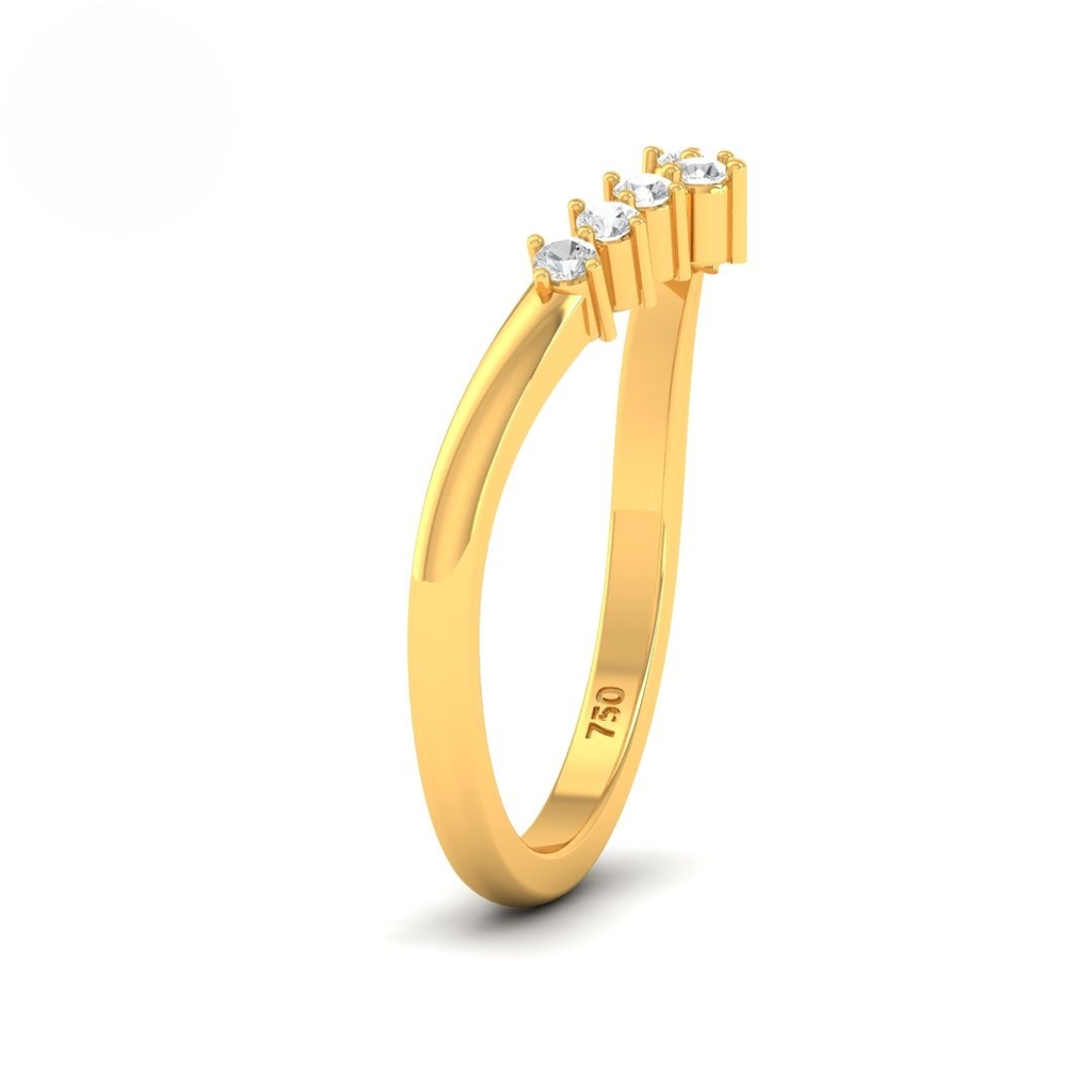 Round Cut V Diamond Wedding Band  AAC00011 