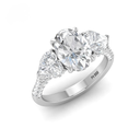 Oval Cut Diamond Engagement Ring with Heart Cut Side Diamonds and 3D Diamond Band  AAC00044 
