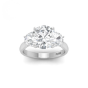 Round Cut Diamond Engagement Ring with Half Moon Cut Side Diamonds AAC00010