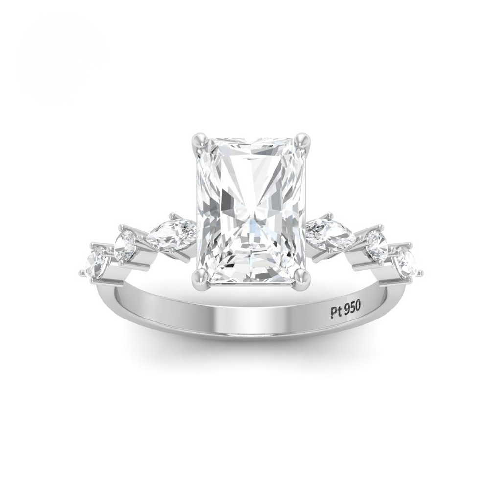 Cushion Cut Diamond with a Marquise Cut Diamond Band AAC00101  