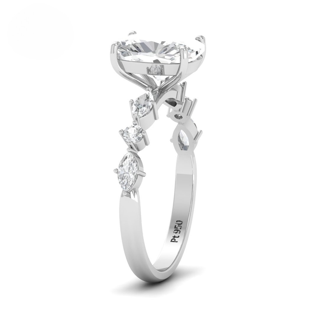 Cushion Cut Diamond with a Marquise Cut Diamond Band AAC00101  