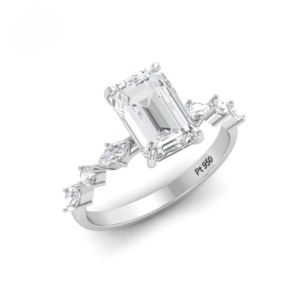 Cushion Cut Diamond with a Marquise Cut Diamond Band AAC00101  
