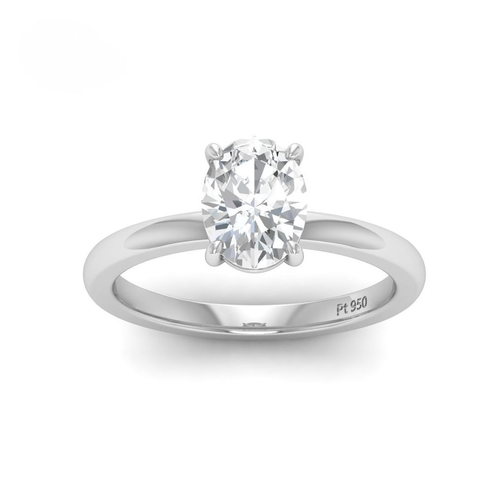 Oval Diamond Plain Band Engagement Ring ACC00011