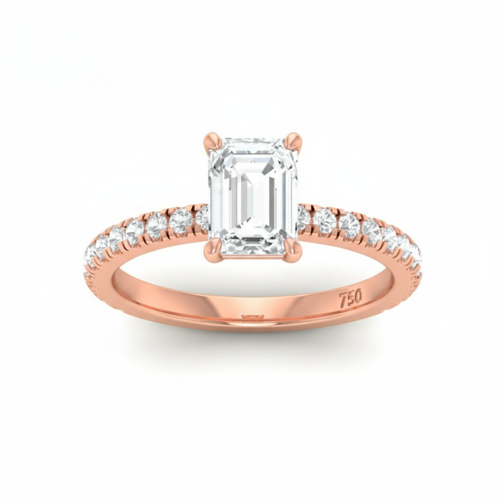 Emerald Diamond Band Engagement Ring AAC00106 