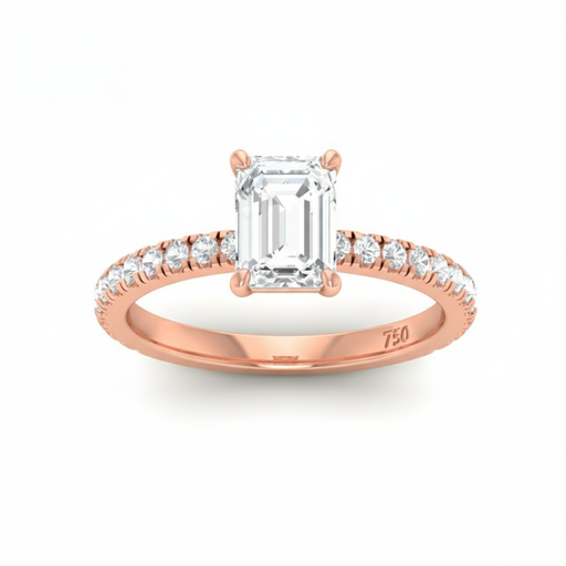 Emerald Diamond Band Engagement Ring AAC00106 