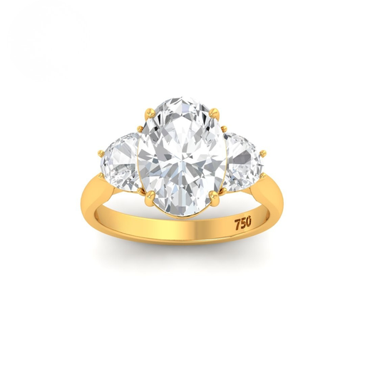 Oval Engagement Ring with Half Moon diamond Of the Band   AAC00105