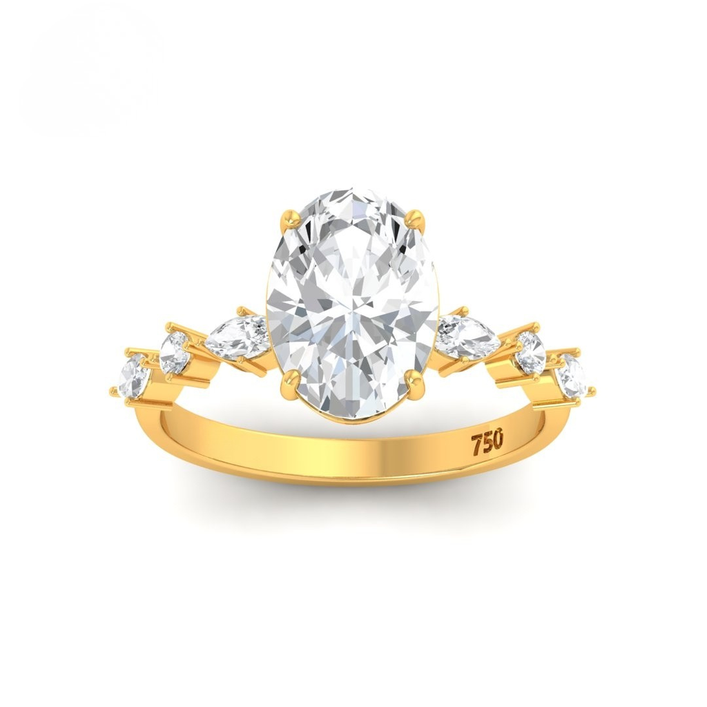 Oval Cut Diamond Engagement Ring With A Marquise And Round Cut Diamond Band   AAC00126