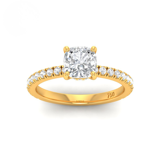  Cushion Diamond Hidden Halo and Diamond Band Engagement Ring AAC00028