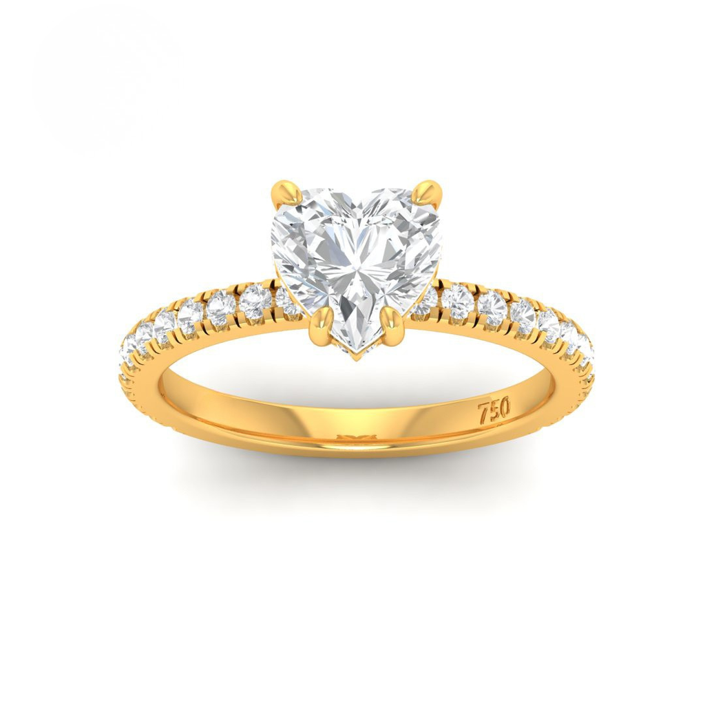 Heart Diamond Hidden Halo and Diamond Band Engagement Ring  AAC00066
