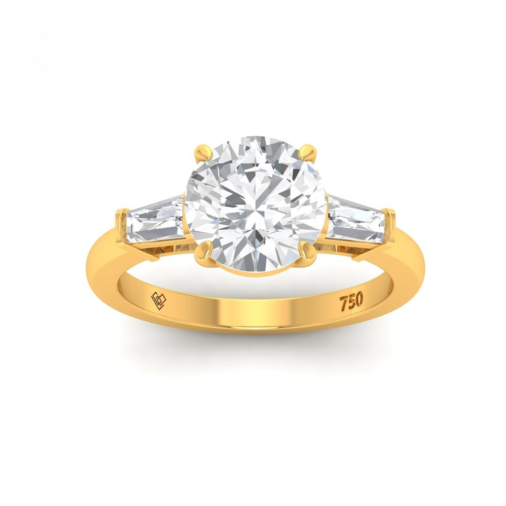  Round Cut Diamond Engagement Ring With Tapering Baguettes Cut Side Diamond AAC00034 